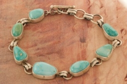Navajo Jewelry Genuine Battle Mountain Turquoise Sterling Silver Bracelet
